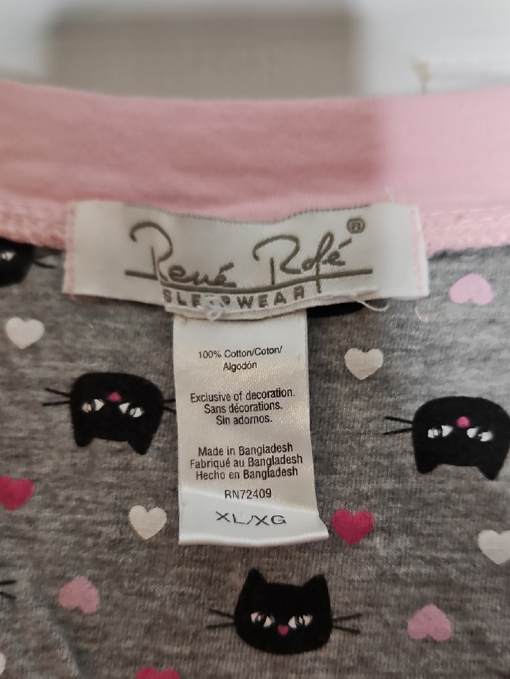 Rene Rofe Pink 'Feline Good' Cat-Print Nighty XL - Picture 2 of 4